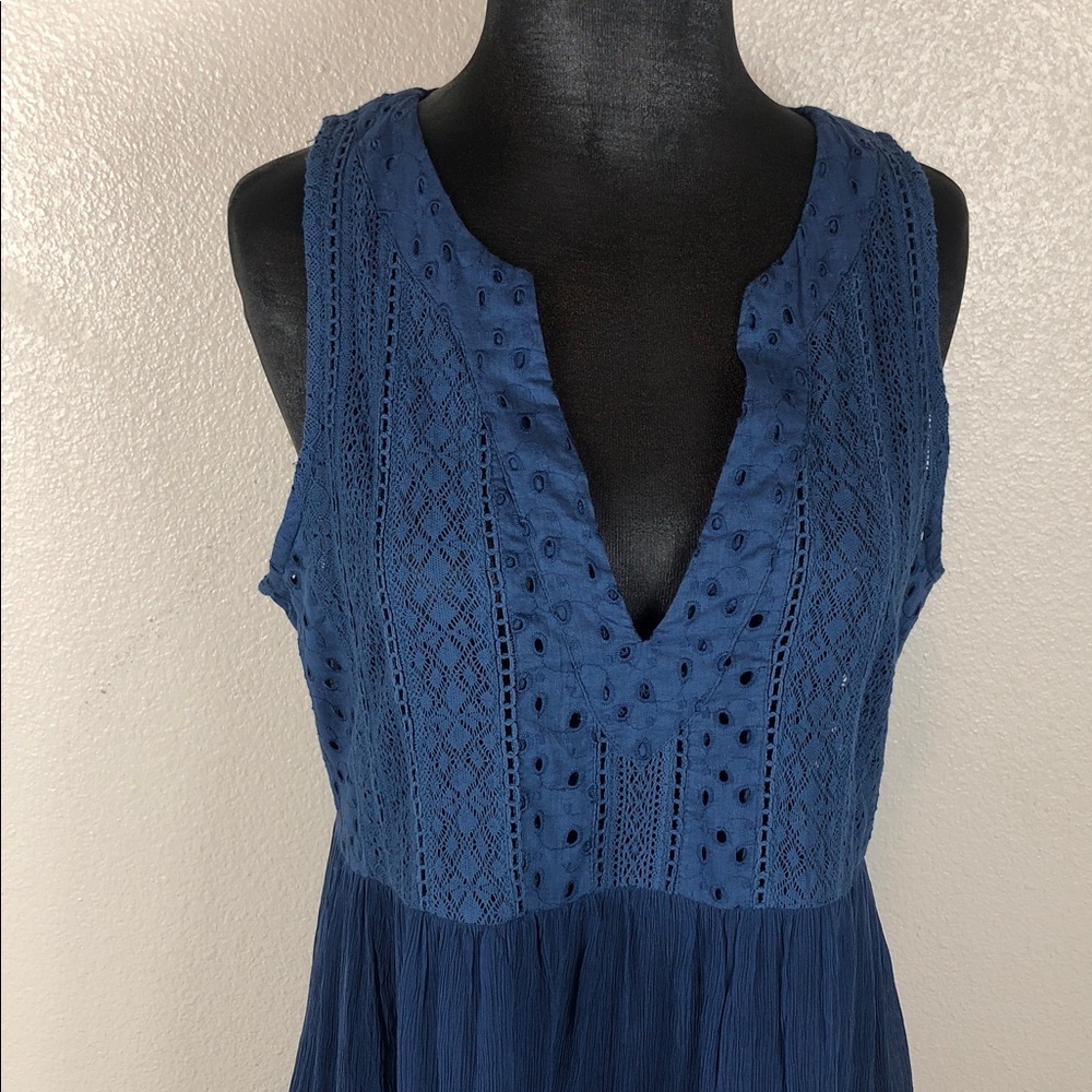 Sundance Dress Zellie Eyelet Dark Blue Midi Sleeveless Boho Women’s Size Small - Picture 5 of 11